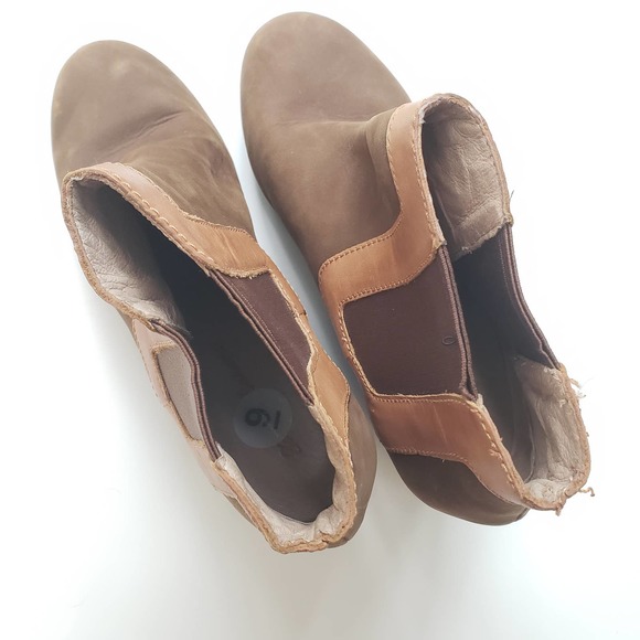 Tommy Bahama Leather Chunky Platform Wedge Booties Tan & Brown Size 9 - Picture 6 of 9